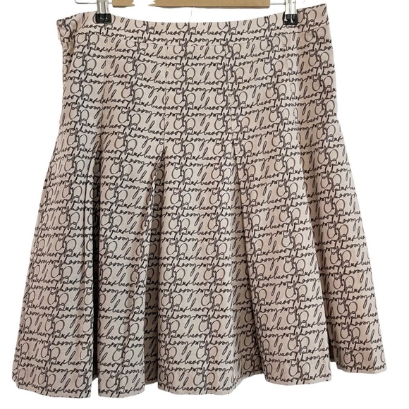Burberry London Size 10 Signature Script Print Pleated Preppy Cotton Skirt - Picture 4 of 12